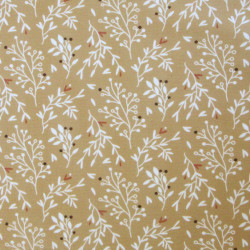 Gots Printed Cotton RAGGY Hazelnut / Crimson